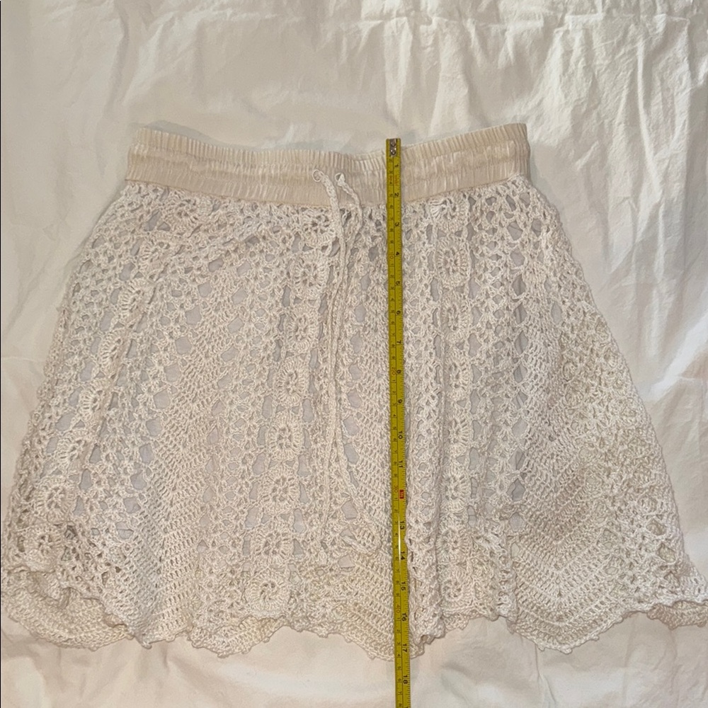 Club Monaco Cream Smocked Skater Skirt